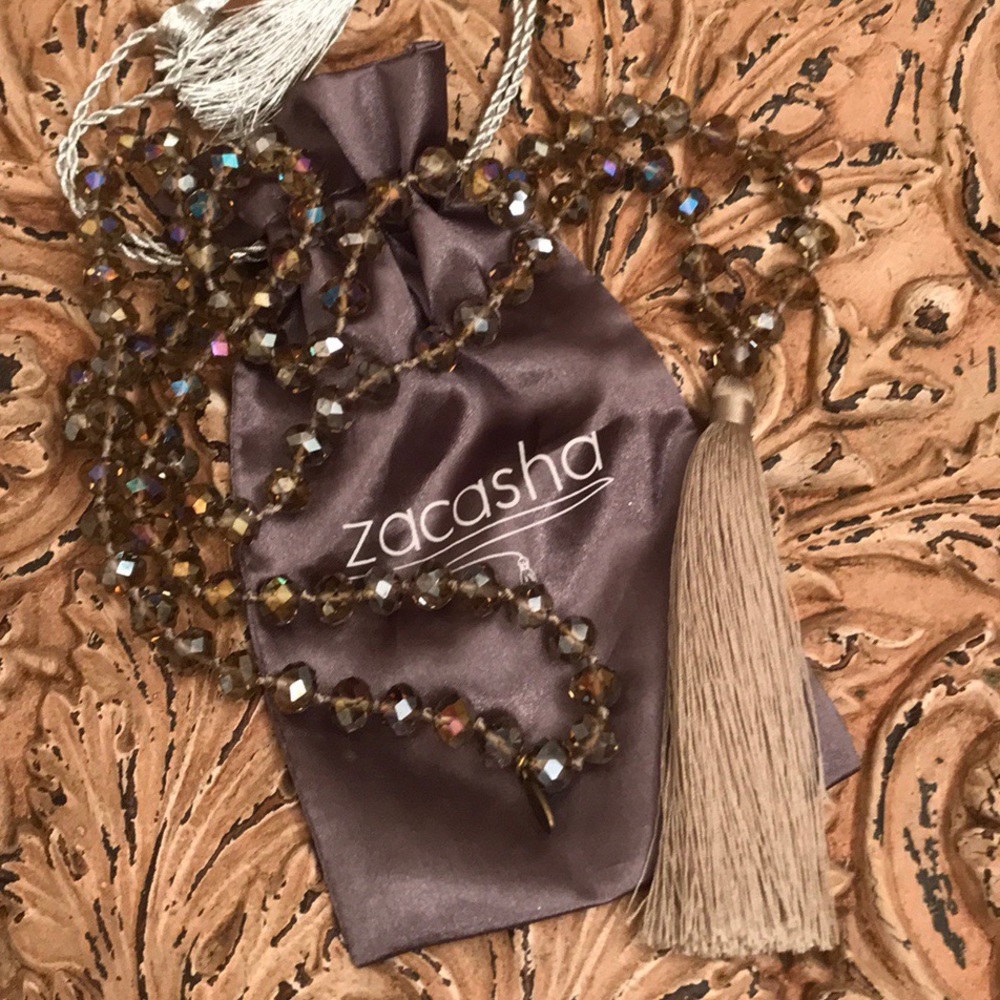 Beautiful Zacasha crystal and tassel long necklace
